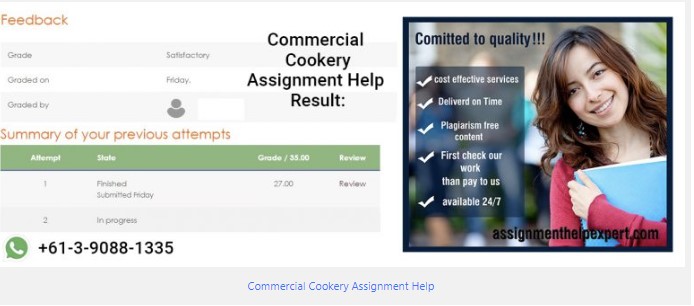 Commercial Cookery Assignment Help – Assignment Help Experts